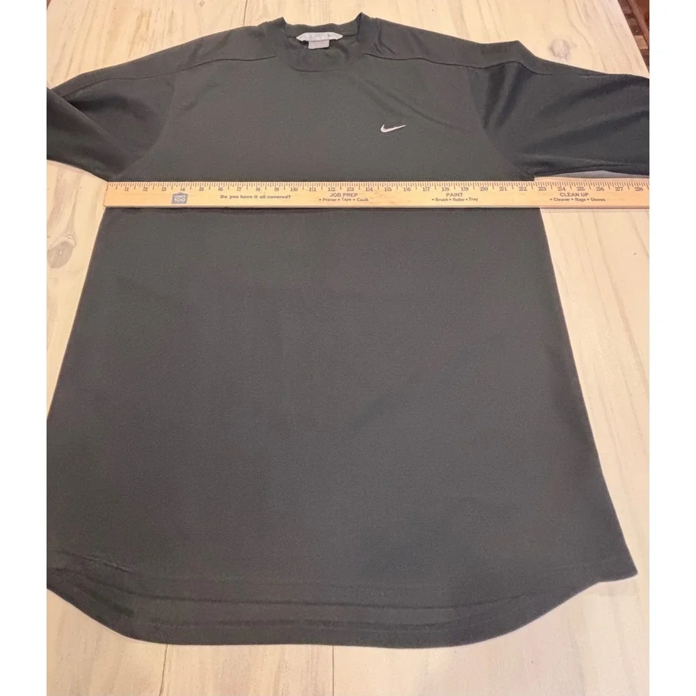 Nike Mens Long Sleeve Athletic Performance Shirt Black Embroidered Swoosh Large